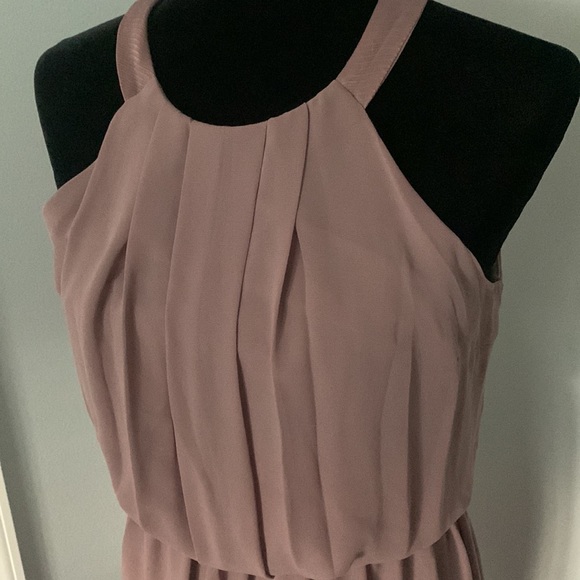 Doe & Rae Dress Halter Crepe Flowy High Low Sleeveless - Picture 2 of 9